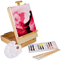 Artina Florenz set de pintura de 28 piezas caballete maletín de mesa para profis y aficionados 18 colores acrílicos…